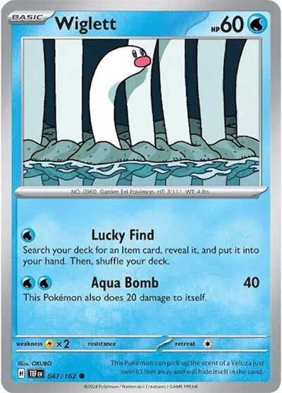 Near Mint 2024 Pokémon Wiglett – Temporal Forces #046/162 | Water-Type TCG Card