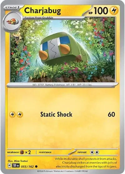Near Mint 2024 Pokémon Charjabug – Temporal Forces #055/162 | Stage 1 Electric-Type TCG Card