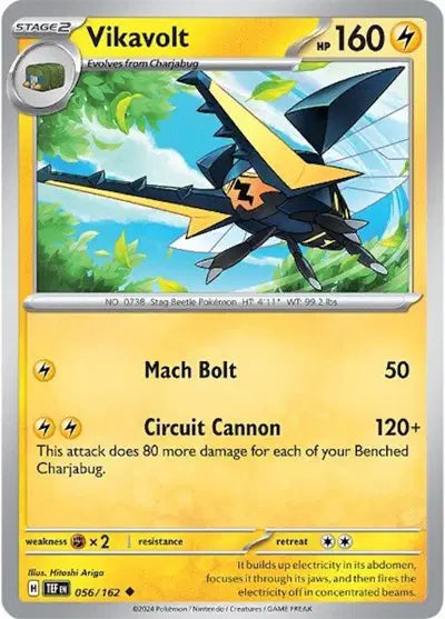 Near Mint 2024 Pokémon Vikavolt – Temporal Forces #056/162 | Stage 2 Electric-Type TCG Card