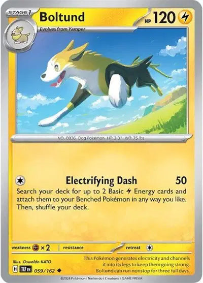 Near Mint 2024 Pokémon Boltund – Temporal Forces #059/162 | Electric-Type TCG Card