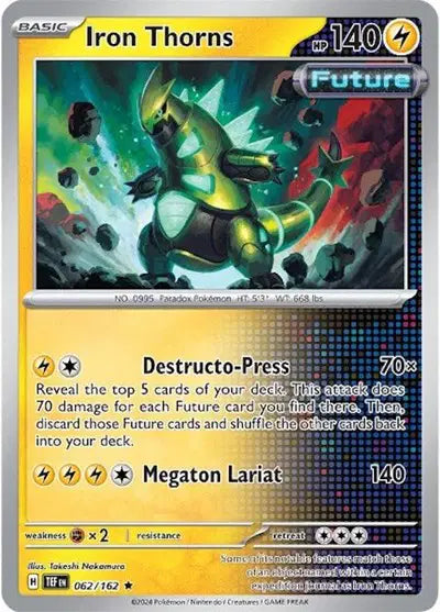 Near Mint 2024 Pokémon Iron Thorns Holo – Temporal Forces #062/162 | Electric-Type TCG Card