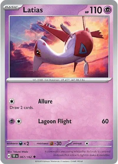 Near Mint 2024 Pokémon Latias – Temporal Forces #067/162 | Basic Psychic-Type TCG Card