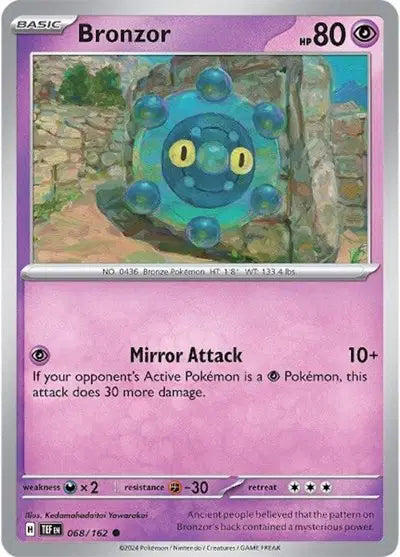 Near Mint 2024 Pokémon Bronzor – Temporal Forces #068/162 | Basic Psychic-Type TCG Card