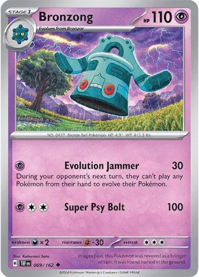 Near Mint 2024 Pokémon Bronzong – Temporal Forces #069/162 | Basic Steel-Type TCG Card