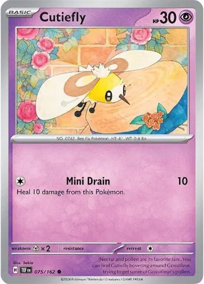 Near Mint 2024 Pokémon Cutiefly – Temporal Forces #075/162 | Basic Bug/Fairy-Type TCG Card