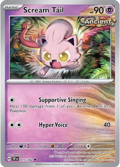 Near Mint 2024 Pokémon Scream Tail – Temporal Forces #077/162 | Basic Fairy-Type TCG Card