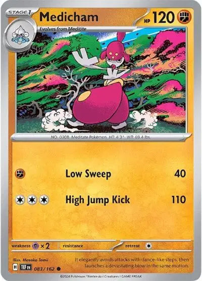 Near Mint 2024 Pokémon Medicham – Temporal Forces #083/162 | Stage 1 Fighting-Type TCG Card
