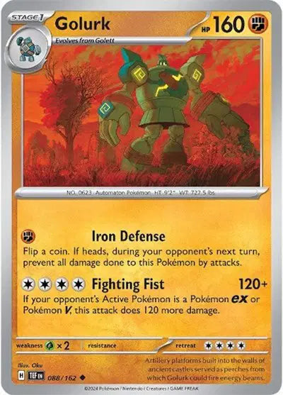 Near Mint 2024 Pokémon Golurk – Temporal Forces #088/162 | Stage 1 Fighting-Type TCG Card