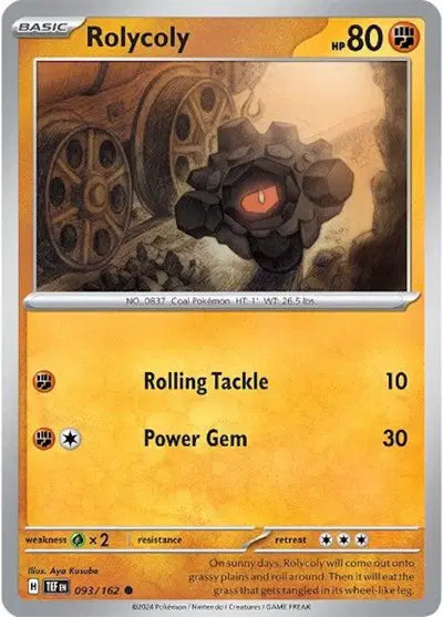 Near Mint 2024 Pokémon Rolycoly – Temporal Forces #093/162 | Basic Rock-Type TCG Card