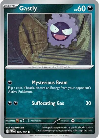 Near Mint 2024 Pokémon Gastly – Temporal Forces #102/162 | Basic Ghost/Poison-Type TCG Card