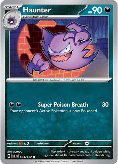 Near Mint 2024 Pokémon Haunter – Temporal Forces #103/162 | Stage 1 Ghost/Poison-Type TCG Card