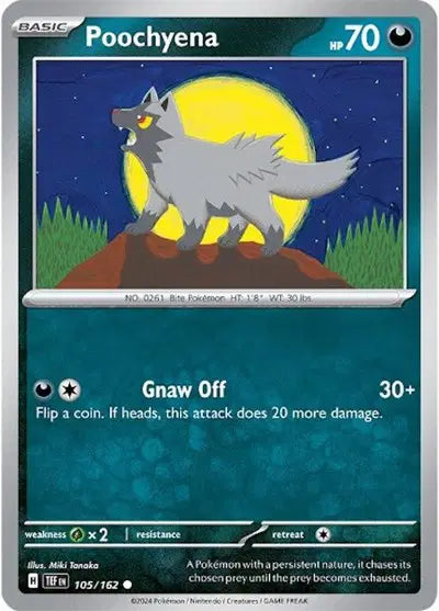 Near Mint 2024 Pokémon Poochyena – Temporal Forces #105/162 | Basic Darkness-Type TCG Card