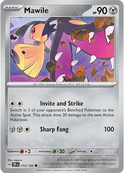 Near Mint 2024 Pokémon Mawile – Temporal Forces #112/162 | Basic Steel/Fairy-Type TCG Card