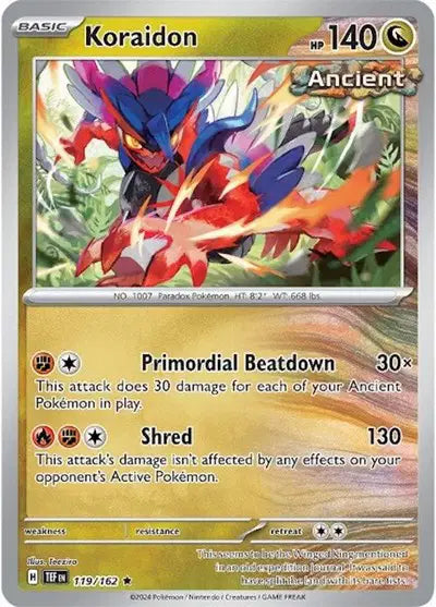 Near Mint 2024 Pokémon Koraidon Holofoil – Temporal Forces #119/162 | Basic Dragon-Type TCG Card