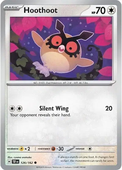 Near Mint 2024 Pokémon Hoothoot – Temporal Forces #126/162 | Basic Normal/Flying-Type TCG Card