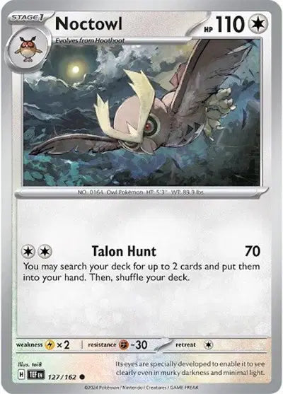 Near Mint 2024 Pokémon Noctowl – Temporal Forces #127/162 | Stage 1 Normal/Flying-Type TCG Card