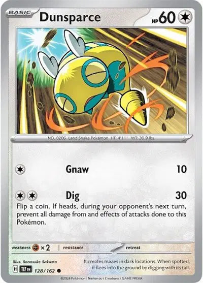 Near Mint 2024 Pokémon Dunsparce – Temporal Forces #128/162 | Basic Normal-Type TCG Card