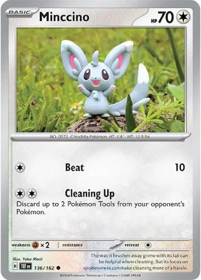 Near Mint 2024 Pokémon Minccino – Temporal Forces #136/162 | Basic Colorless-Type TCG Card