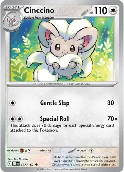 Near Mint 2024 Pokémon Cinccino – Temporal Forces #137/162 | Stage 1 Colorless-Type TCG Card