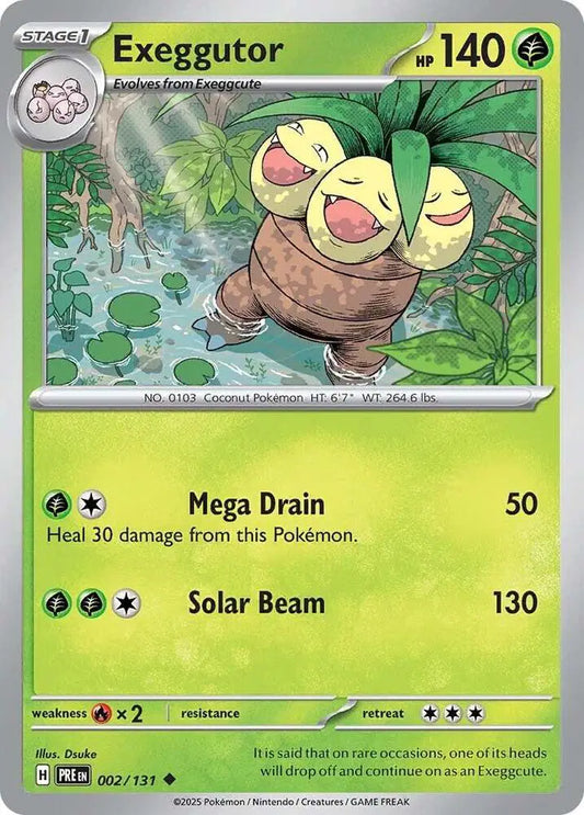Near Mint 2025 Pokemon Exeggutor - Prismatic Evolutions #002/131