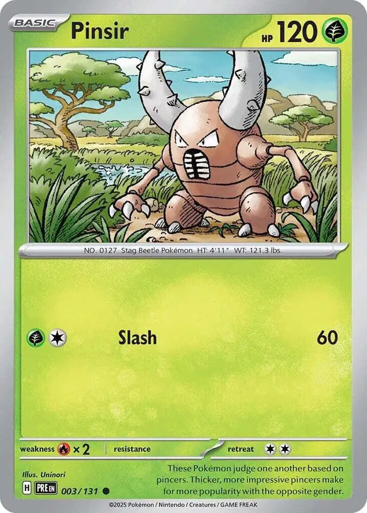 Near Mint 2025 Pokemon Pinsir - Prismatic Evolutions #003/131