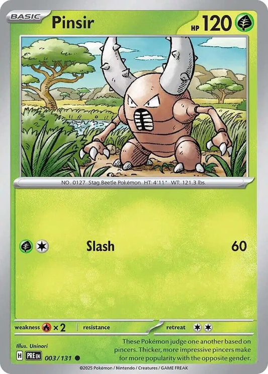 Near Mint 2025 Pokemon Pinsir - Prismatic Evolutions #003/131