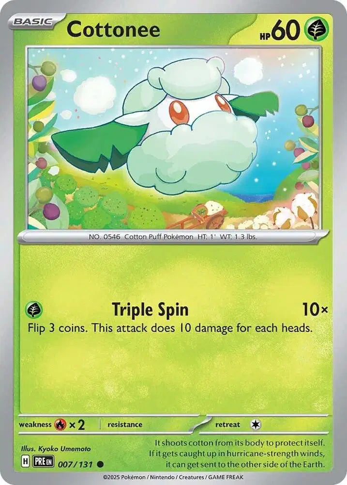 Near Mint 2025 Pokemon Cottonee - Prismatic Evolutions #007/131