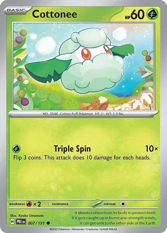 Near Mint 2025 Pokemon Cottonee - Prismatic Evolutions #007/131