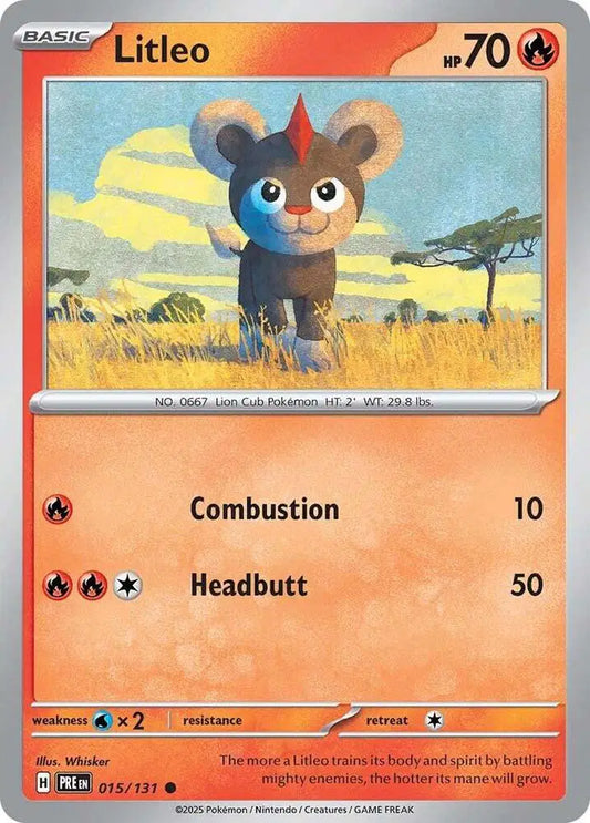 Near Mint 2025 Pokemon Litleo - Prismatic Evolutions #015/131