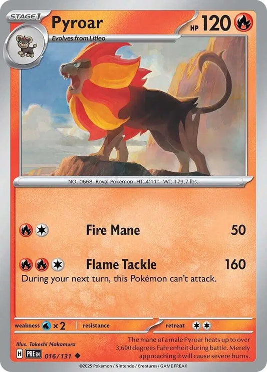 Near Mint 2025 Pokemon Pyroar - Prismatic Evolutions #016/131