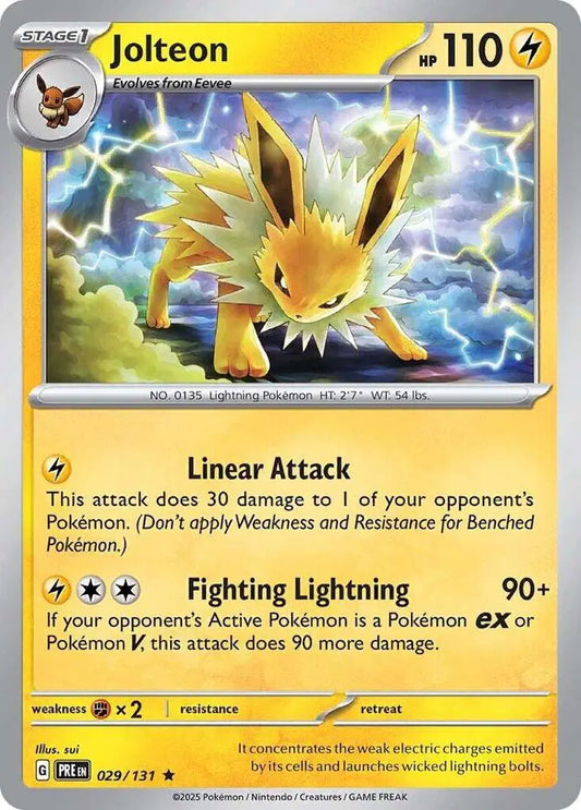 Near Mint 2025 Pokemon Jolteon Holofoil - Prismatic Evolutions #029/131