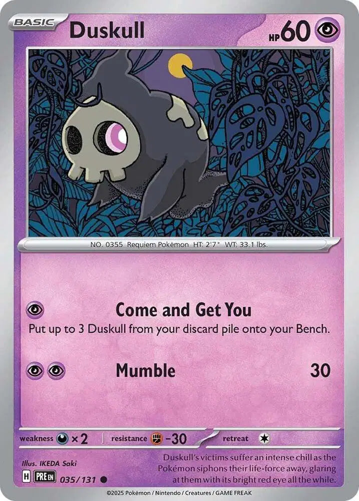 Near Mint 2025 Pokemon Duskull - Prismatic Evolutions #035/131