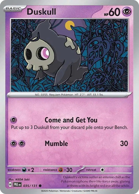 Near Mint 2025 Pokemon Duskull - Prismatic Evolutions #035/131