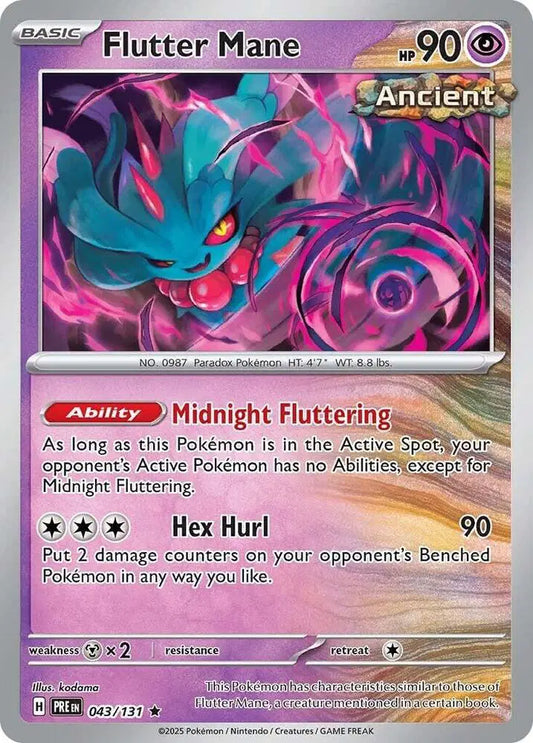 Near Mint 2025 Pokemon Flutter Mane Holofoil - Prismatic Evolutions #043/131