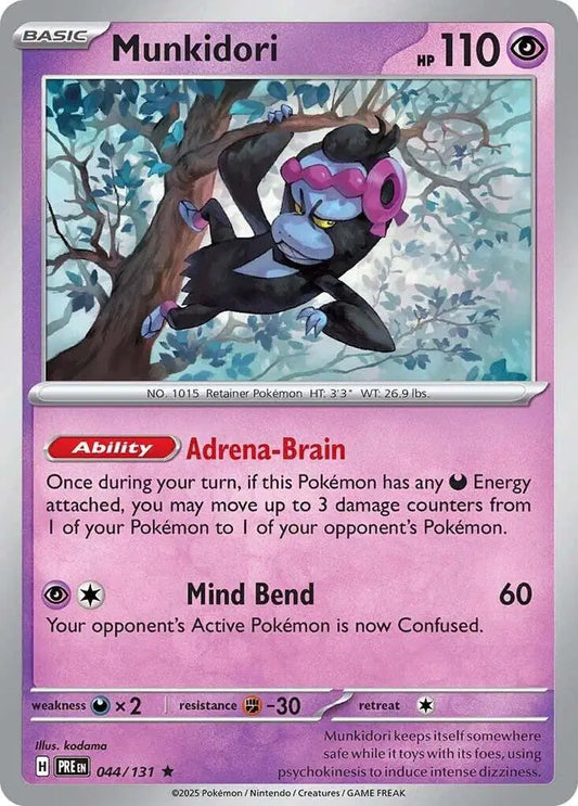 Near Mint 2025 Pokemon Munkidori Holofoil - Prismatic Evolutions #044/131