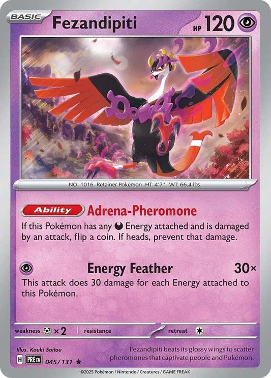 Near Mint 2025 Pokemon Fezandipiti Holofoil - Prismatic Evolutions #045/131