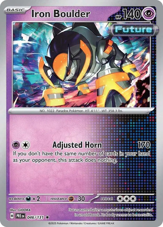 Near Mint 2025 Pokemon Iron Boulder Holofoil - Prismatic Evolutions #046/131