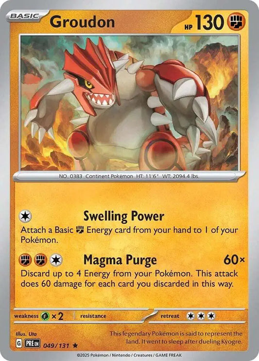 Near Mint 2025 Pokemon  Groudon Holofoil  - Prismatic Evolutions #049/131