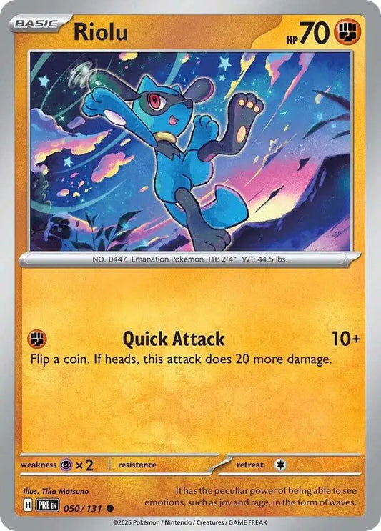 Near Mint 2025 Pokemon Riolu - Prismatic Evolutions #050/131