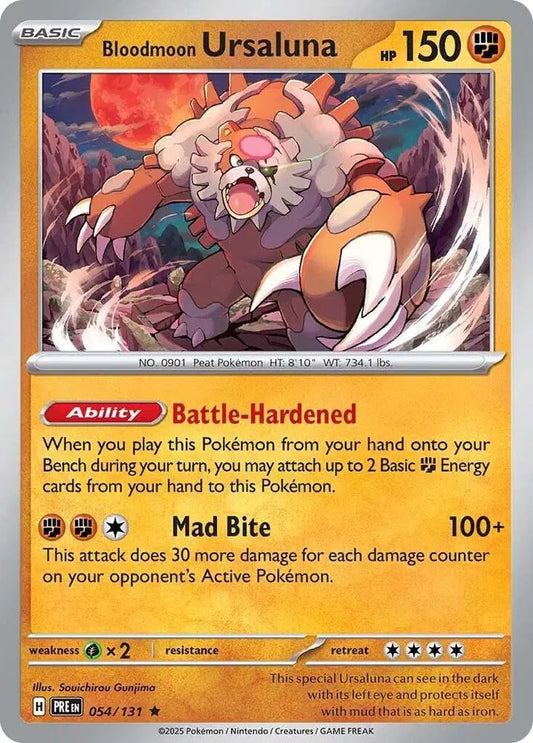Near Mint 2025 Pokemon Bloodmoon Ursaluna Reverse Holofoil - Prismatic Evolutions #054/131