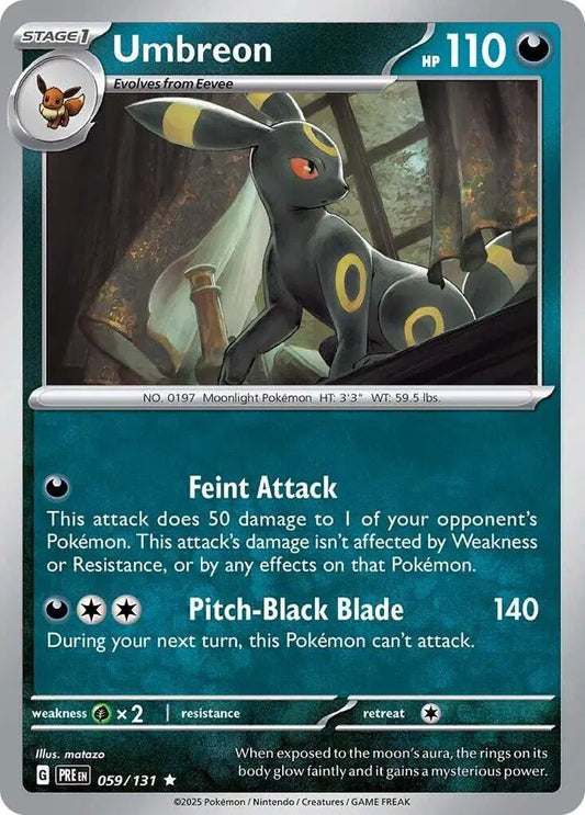 Near Mint 2025 Pokemon Umbreon Holofoil - Prismatic Evolutions #059/131