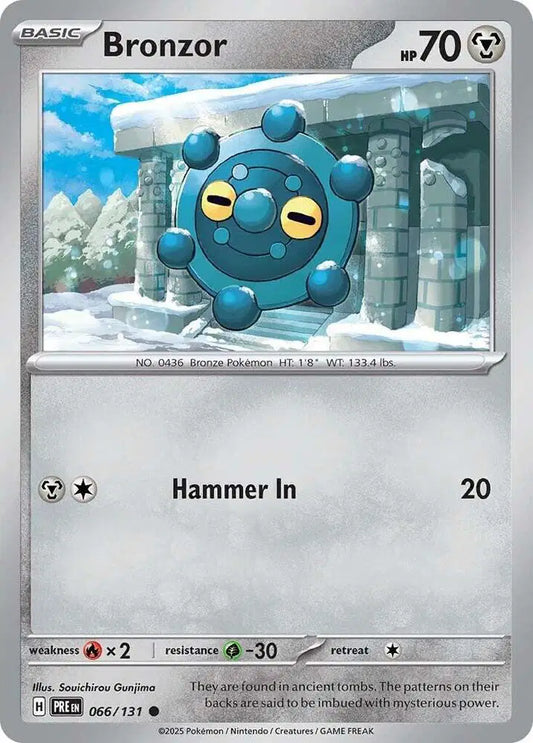 Near Mint 2025 Pokemon Bronzor - Prismatic Evolutions #066/131