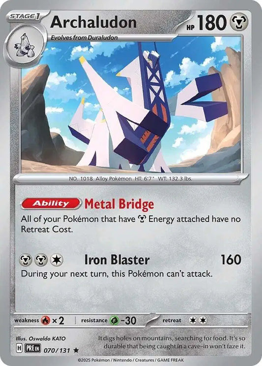 Near Mint 2025 Pokemon Archaludon Holofoil - Prismatic Evolutions #070/131