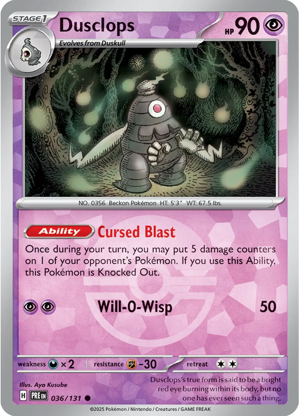 Near Mint 2025 Pokémon Dusclops (Poké Ball Pattern) – Prismatic Evolutions #036/131