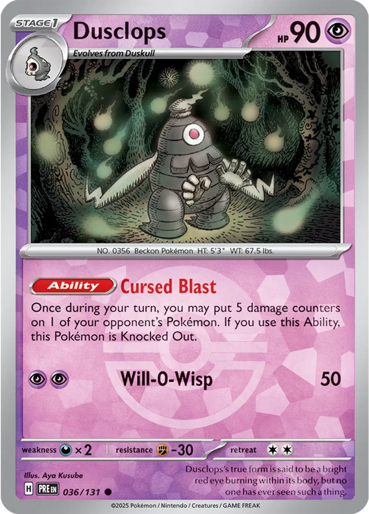 Near Mint 2025 Pokémon Dusclops (Poké Ball Pattern) – Prismatic Evolutions #036/131