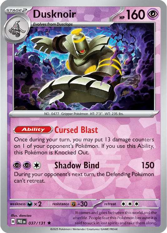 Near Mint 2025 Pokémon Dusknoir (Poké Ball Pattern) – Prismatic Evolutions #037/131