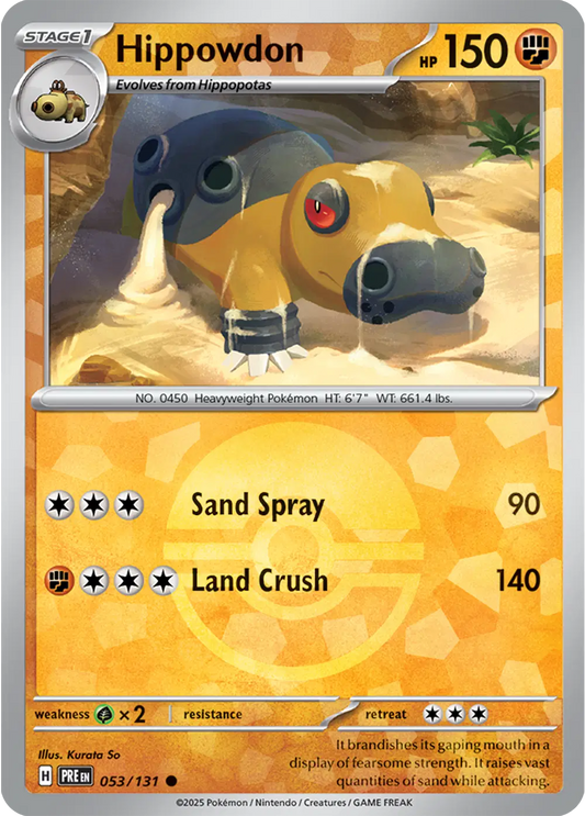 Near Mint 2025 Pokemon Hippowdon (Poke Ball Pattern) –  Prismatic Evolutions #053/131
