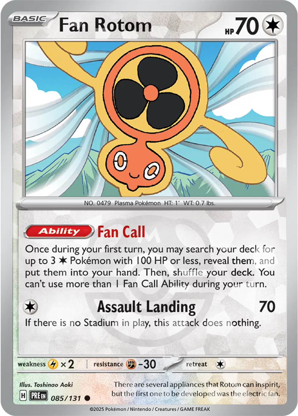 Near Mint 2025 Fan Rotom (Master Ball Pattern) – Prismatic Evolutions #085/131