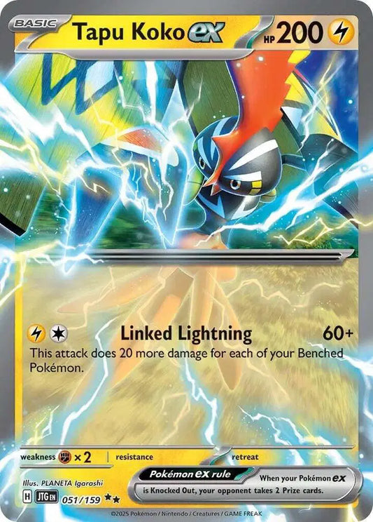 Near Mint 2025 Pokémon Tapu Koko ex – Journey Together #051/159