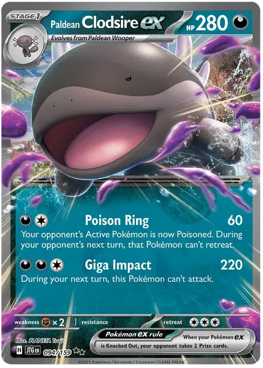 Near Mint 2025 Pokémon Paldean Clodsire ex – Journey Together #094/159 | Basic Water/Ground-Type TCG Card
